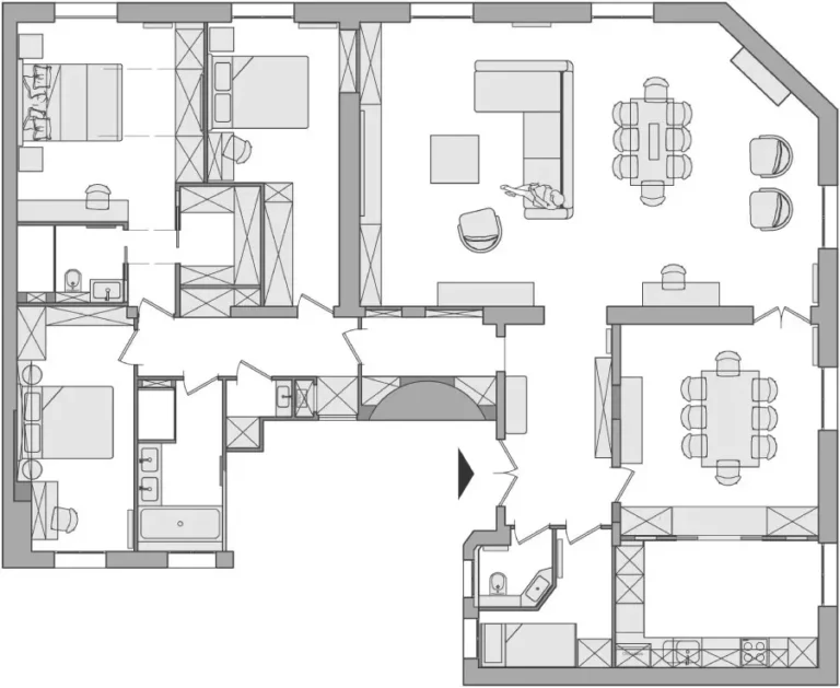 plan amenagement appartement 158m2 paris 17