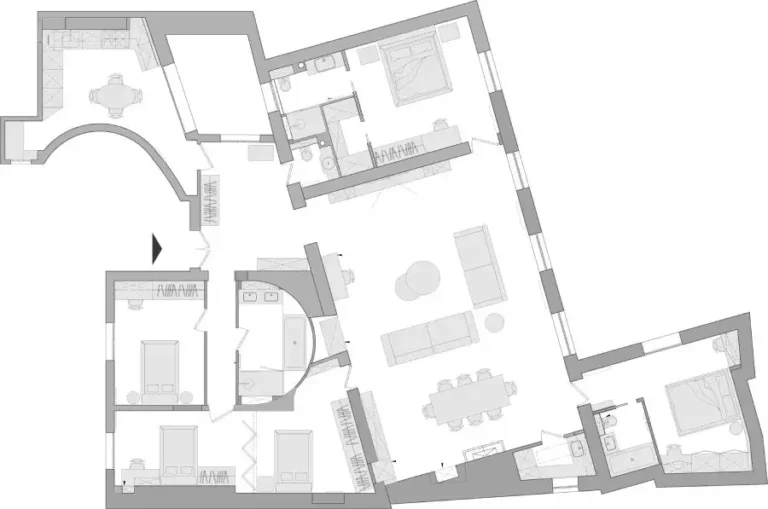 plan architecte appartement familial 186m2 paris